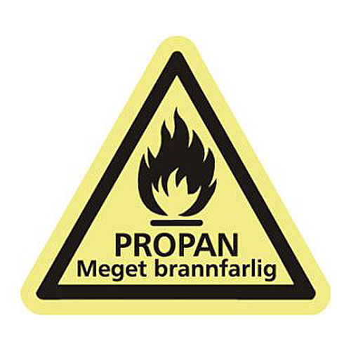 Skilt PROPAN - meget brannfarlig trekant fluor